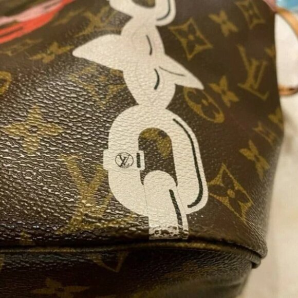 Louis Vuitton Neverfull MM Bag Bay Brown Pink Rose Ballerine Chain Tote Purse - Picture 8 of 12